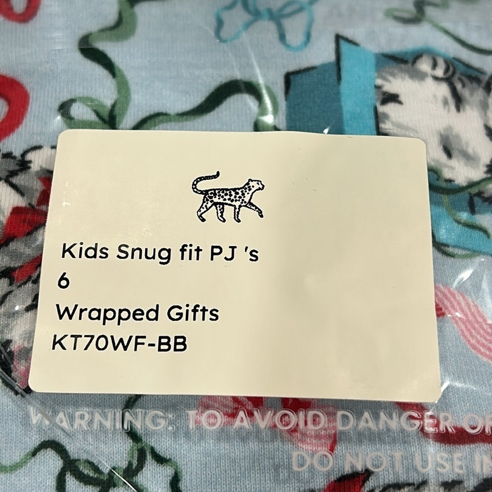 NWT PrintFresh Kids Cotton Christmas Holiday Kitten Wrapped Gift Pajama Set - 6 - Picture 2 of 5